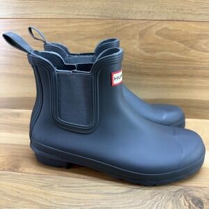 Hunter Original Short Chelsea Womens 9 Dark Gray Matte Waterproof